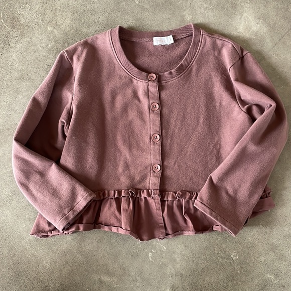 Jamie Kay Dusty Purple Ruffle Hem Girls Cardigan size 7y - Picture 2 of 4